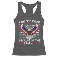 Land of the Free Because of the Brave Racerback Tank Top American Flag Patriotic Eagle 4th of July - Wonder Print Shop