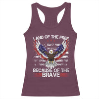 Land of the Free Because of the Brave Racerback Tank Top American Flag Patriotic Eagle 4th of July - Wonder Print Shop
