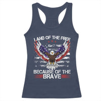 Land of the Free Because of the Brave Racerback Tank Top American Flag Patriotic Eagle 4th of July - Wonder Print Shop