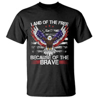 Land of the Free Because of the Brave T Shirt American Flag Patriotic Eagle 4th of July - Wonder Print Shop