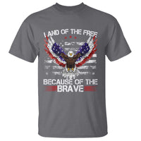Land of the Free Because of the Brave T Shirt American Flag Patriotic Eagle 4th of July - Wonder Print Shop