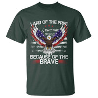 Land of the Free Because of the Brave T Shirt American Flag Patriotic Eagle 4th of July - Wonder Print Shop