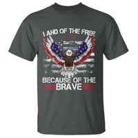Land of the Free Because of the Brave T Shirt American Flag Patriotic Eagle 4th of July - Wonder Print Shop