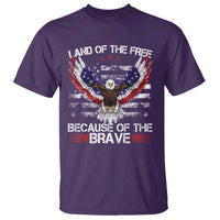 Land of the Free Because of the Brave T Shirt American Flag Patriotic Eagle 4th of July - Wonder Print Shop