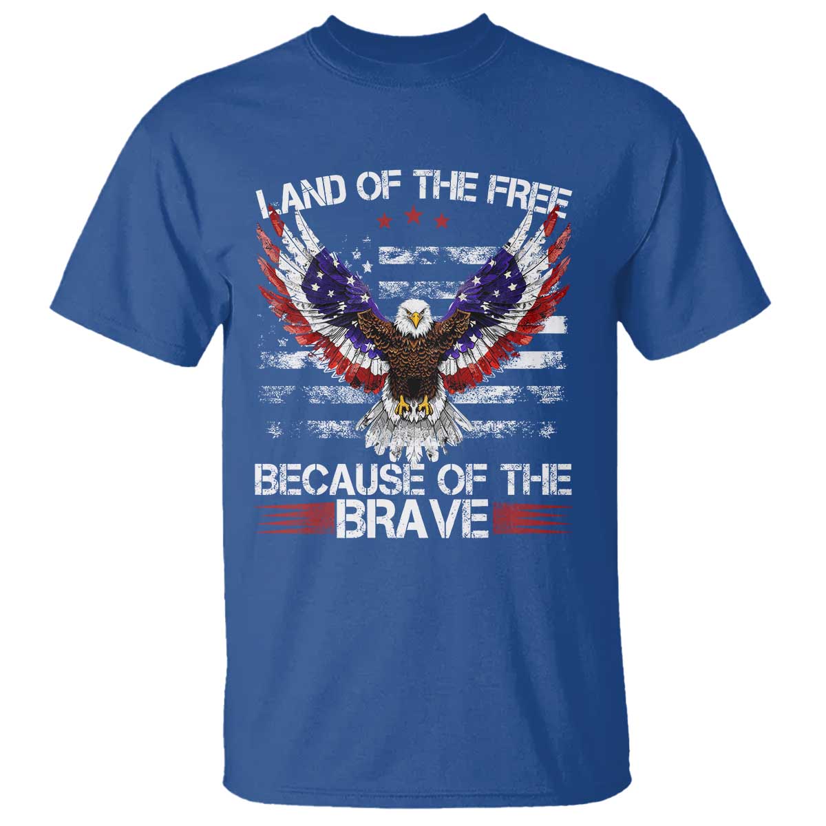 Land of the Free Because of the Brave T Shirt American Flag Patriotic Eagle 4th of July - Wonder Print Shop