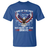 Land of the Free Because of the Brave T Shirt American Flag Patriotic Eagle 4th of July - Wonder Print Shop