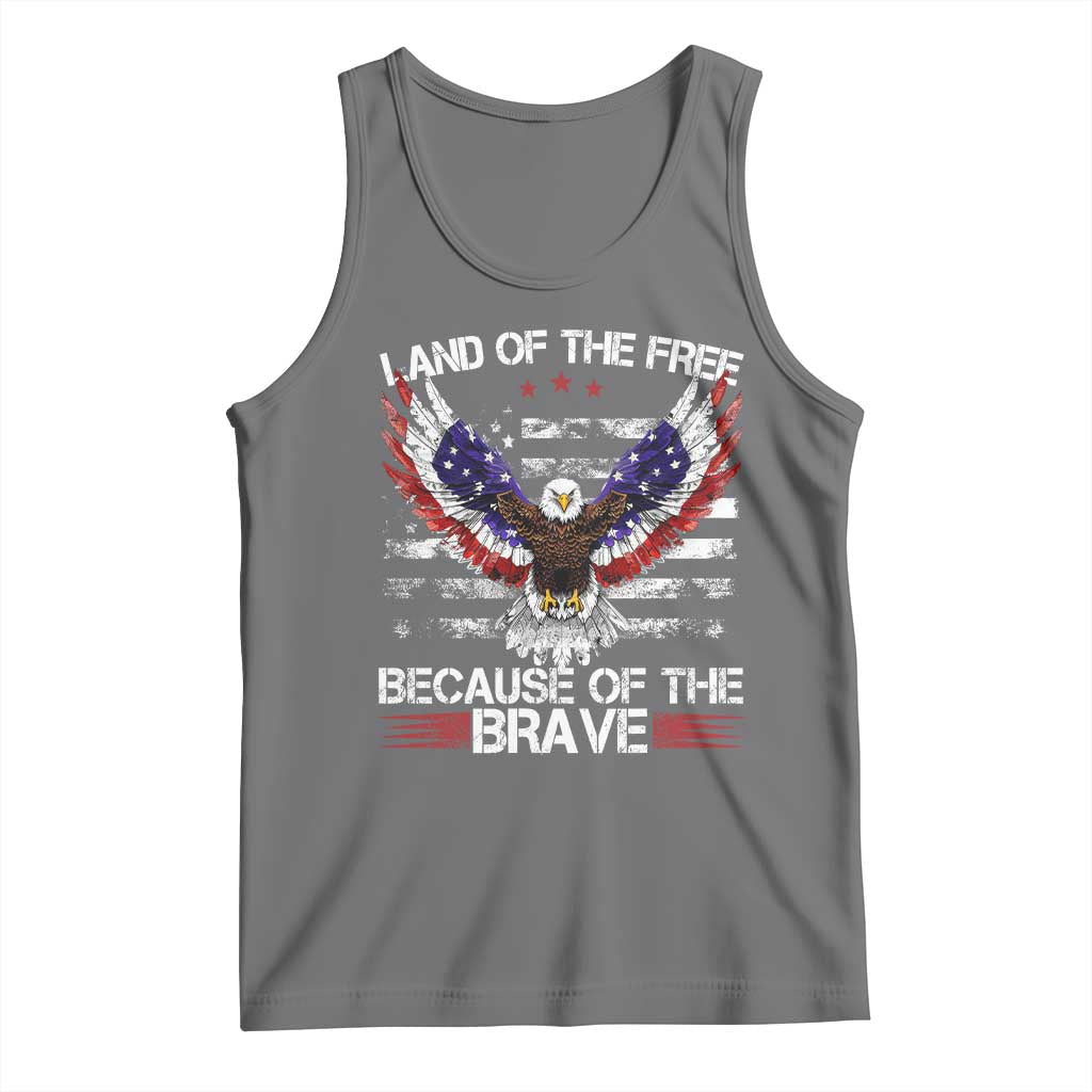 Land of the Free Because of the Brave Tank Top American Flag Patriotic Eagle 4th of July - Wonder Print Shop