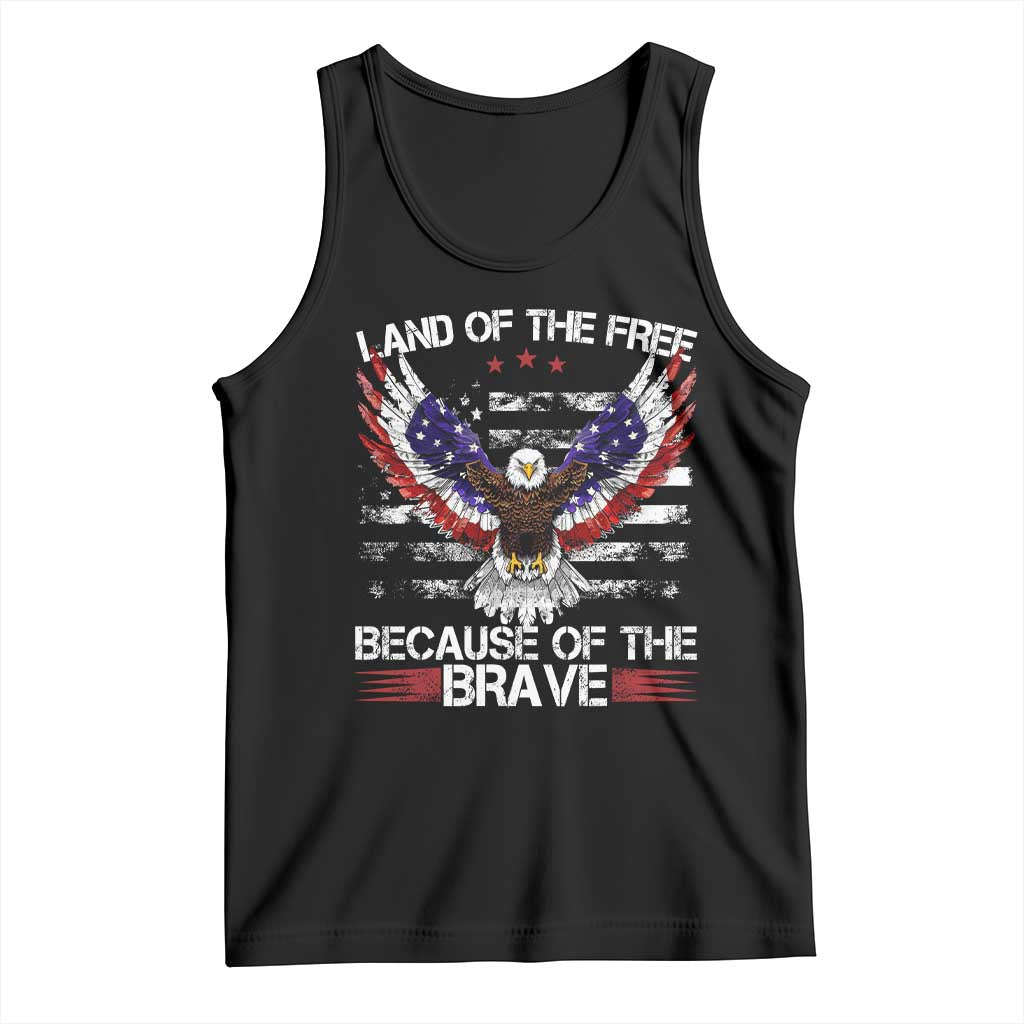 Land of the Free Because of the Brave Tank Top American Flag Patriotic Eagle 4th of July - Wonder Print Shop