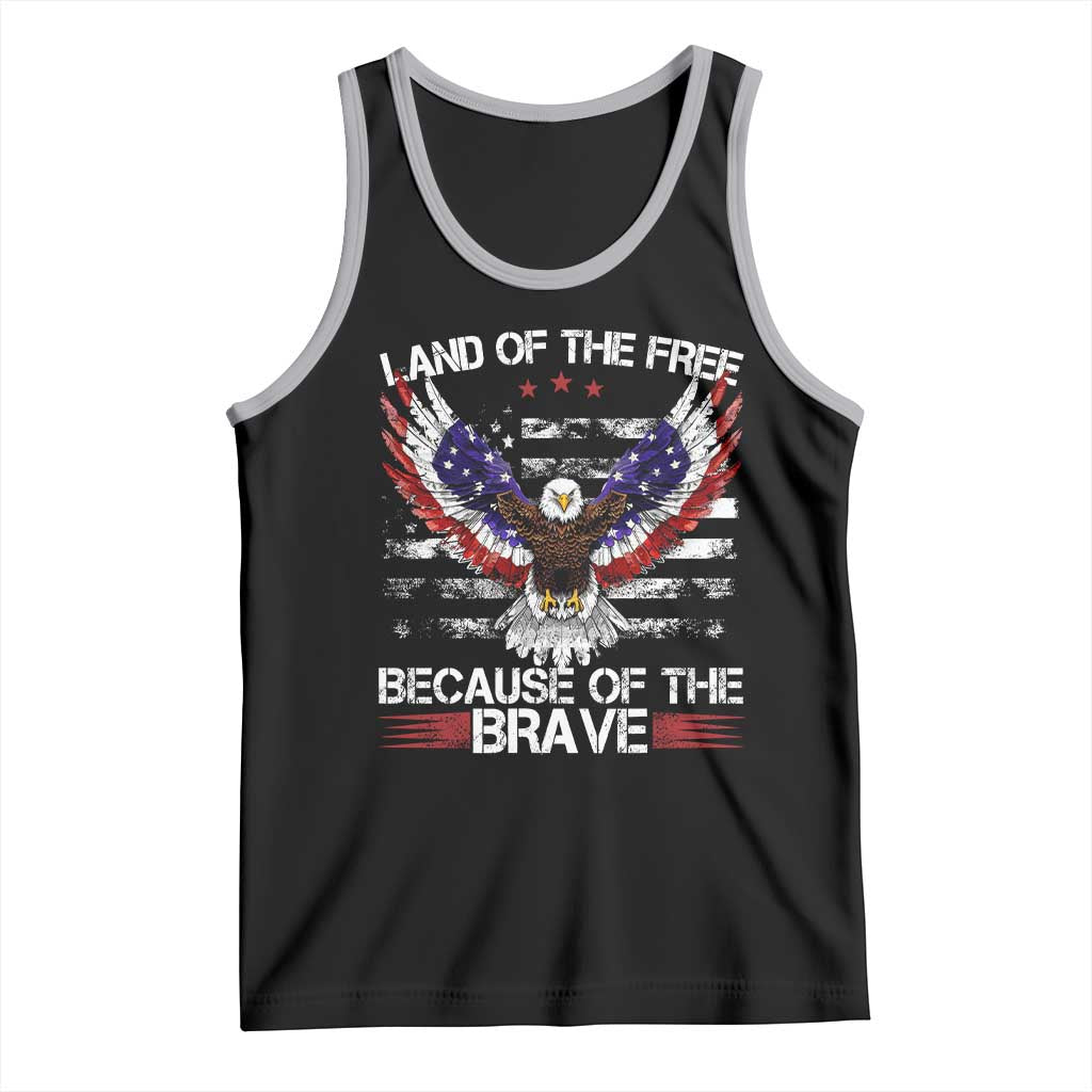 Land of the Free Because of the Brave Tank Top American Flag Patriotic Eagle 4th of July - Wonder Print Shop
