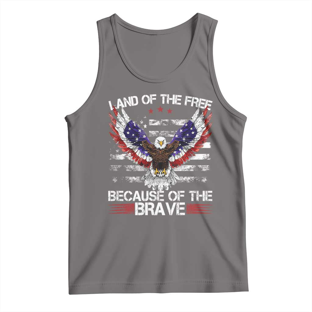 Land of the Free Because of the Brave Tank Top American Flag Patriotic Eagle 4th of July - Wonder Print Shop