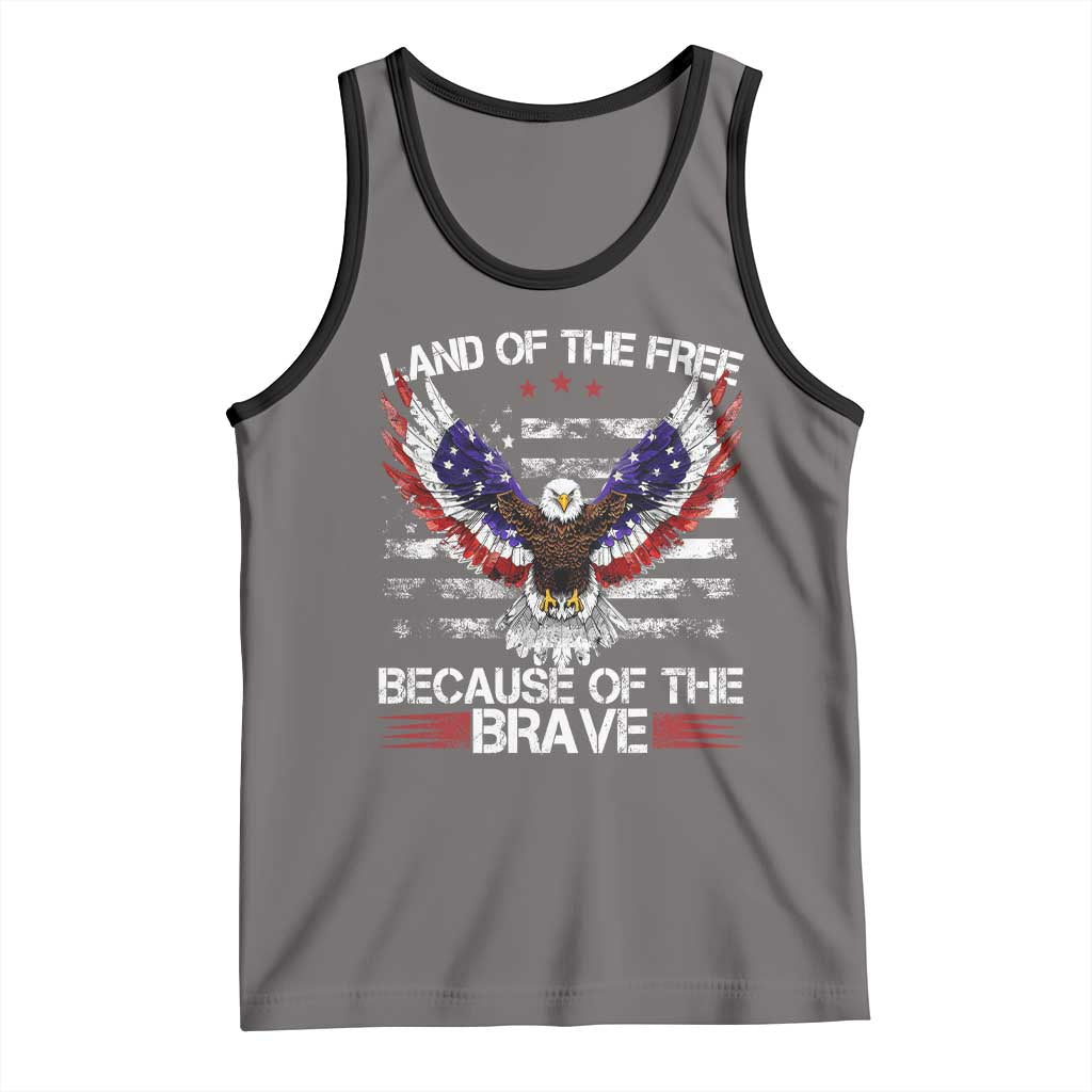 Land of the Free Because of the Brave Tank Top American Flag Patriotic Eagle 4th of July - Wonder Print Shop