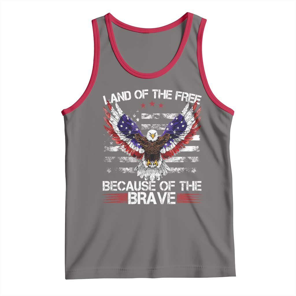 Land of the Free Because of the Brave Tank Top American Flag Patriotic Eagle 4th of July - Wonder Print Shop