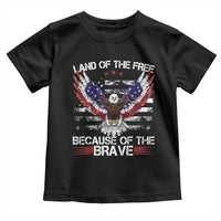 Land of the Free Because of the Brave Toddler T Shirt American Flag Patriotic Eagle 4th of July - Wonder Print Shop