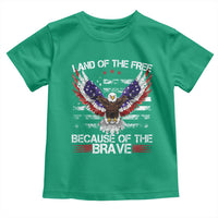 Land of the Free Because of the Brave Toddler T Shirt American Flag Patriotic Eagle 4th of July - Wonder Print Shop