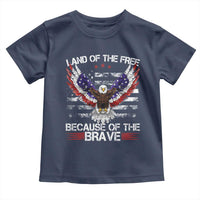 Land of the Free Because of the Brave Toddler T Shirt American Flag Patriotic Eagle 4th of July - Wonder Print Shop