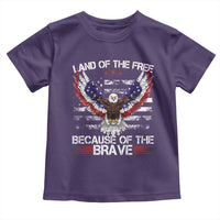 Land of the Free Because of the Brave Toddler T Shirt American Flag Patriotic Eagle 4th of July - Wonder Print Shop