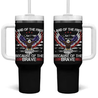 Land of the Free Because of the Brave Tumbler With Handle American Flag Patriotic Eagle 4th of July - Wonder Print Shop