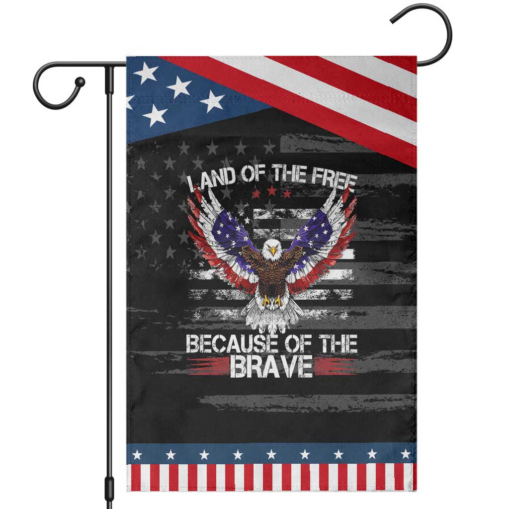 Land of the Free Because of the Brave Garden Flag American Flag Patriotic Eagle 4th of July
