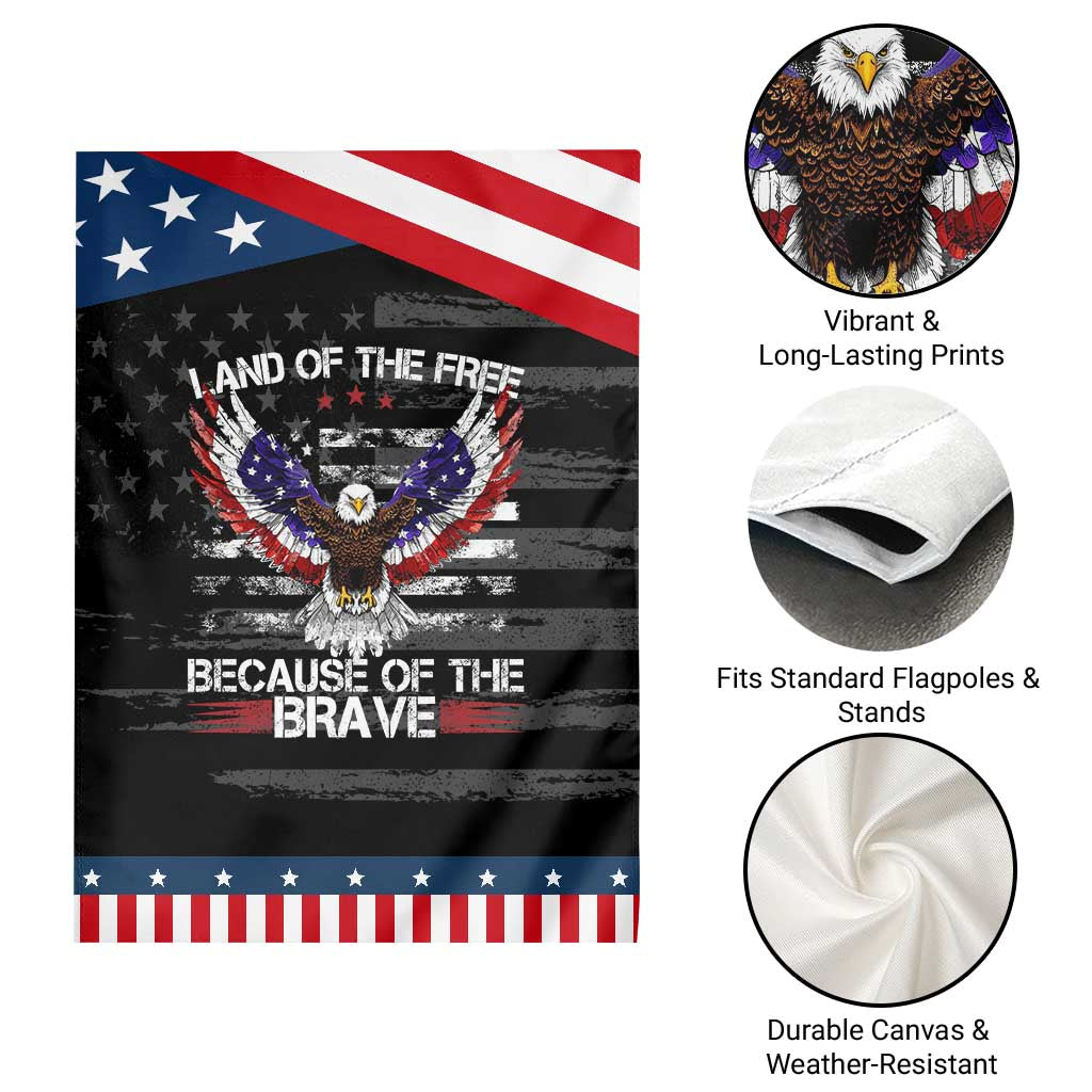 Land of the Free Because of the Brave Garden Flag American Flag Patriotic Eagle 4th of July
