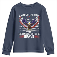 Land of the Free Because of the Brave Youth Sweatshirt American Flag Patriotic Eagle 4th of July - Wonder Print Shop