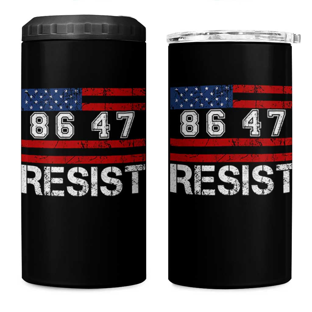 8647 Resist 4 in 1 Can Cooler Tumbler Retro Social Justice American Flag - Wonder Print Shop