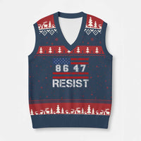 8647 Resist V-Neck Knit Sweater Vest Retro Social Justice American Flag - Wonder Print Shop
