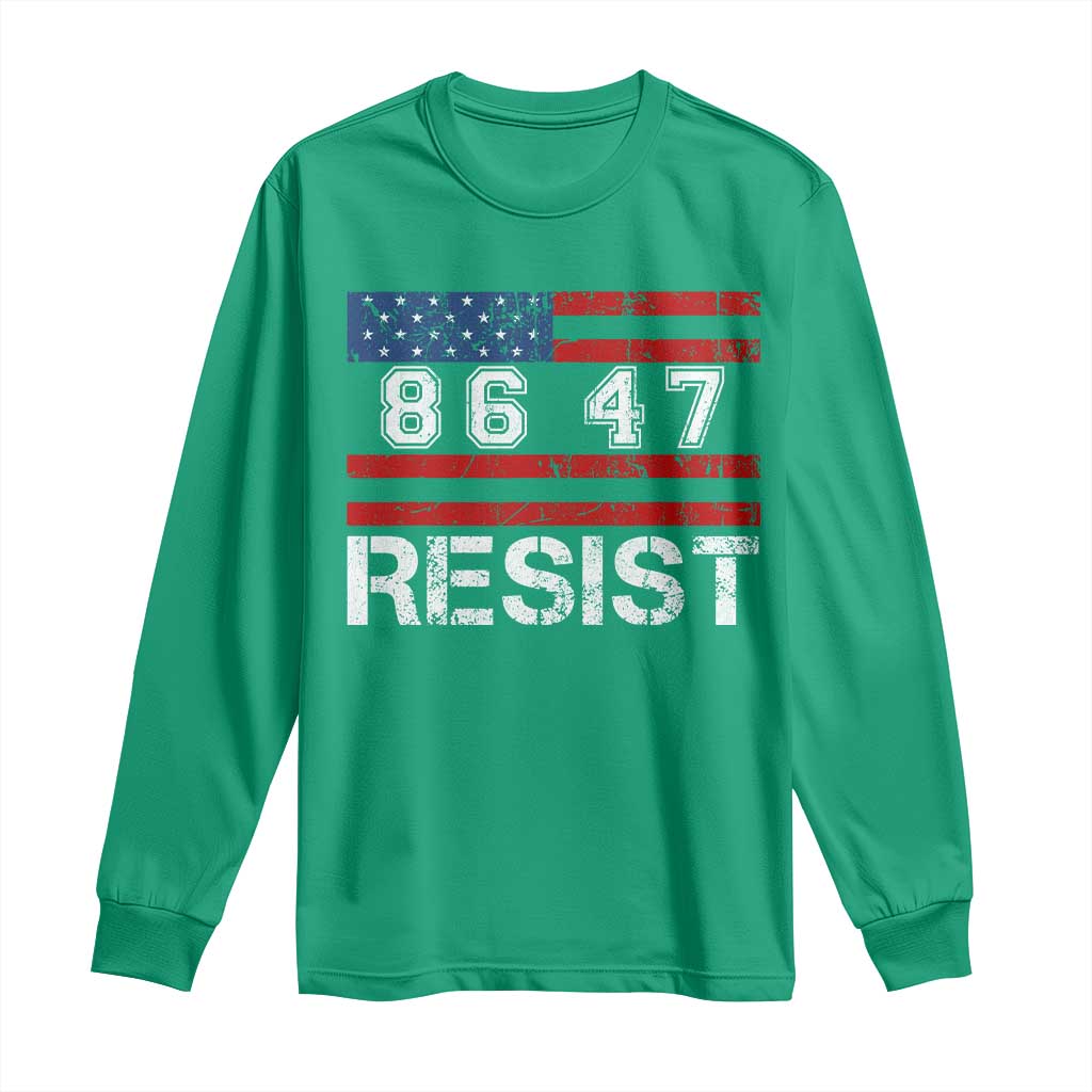 8647 Resist Long Sleeve Shirt Retro Social Justice American Flag - Wonder Print Shop