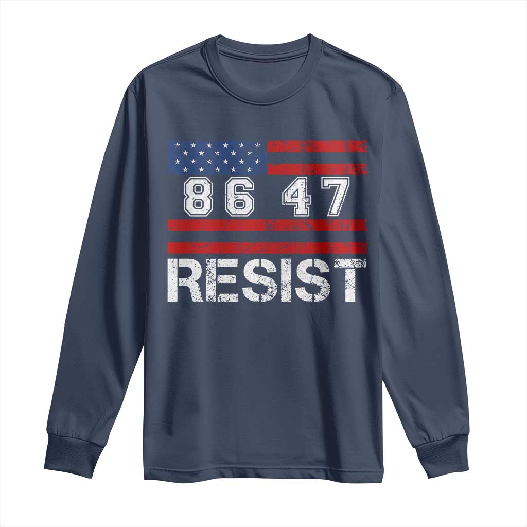 8647 Resist Long Sleeve Shirt Retro Social Justice American Flag - Wonder Print Shop