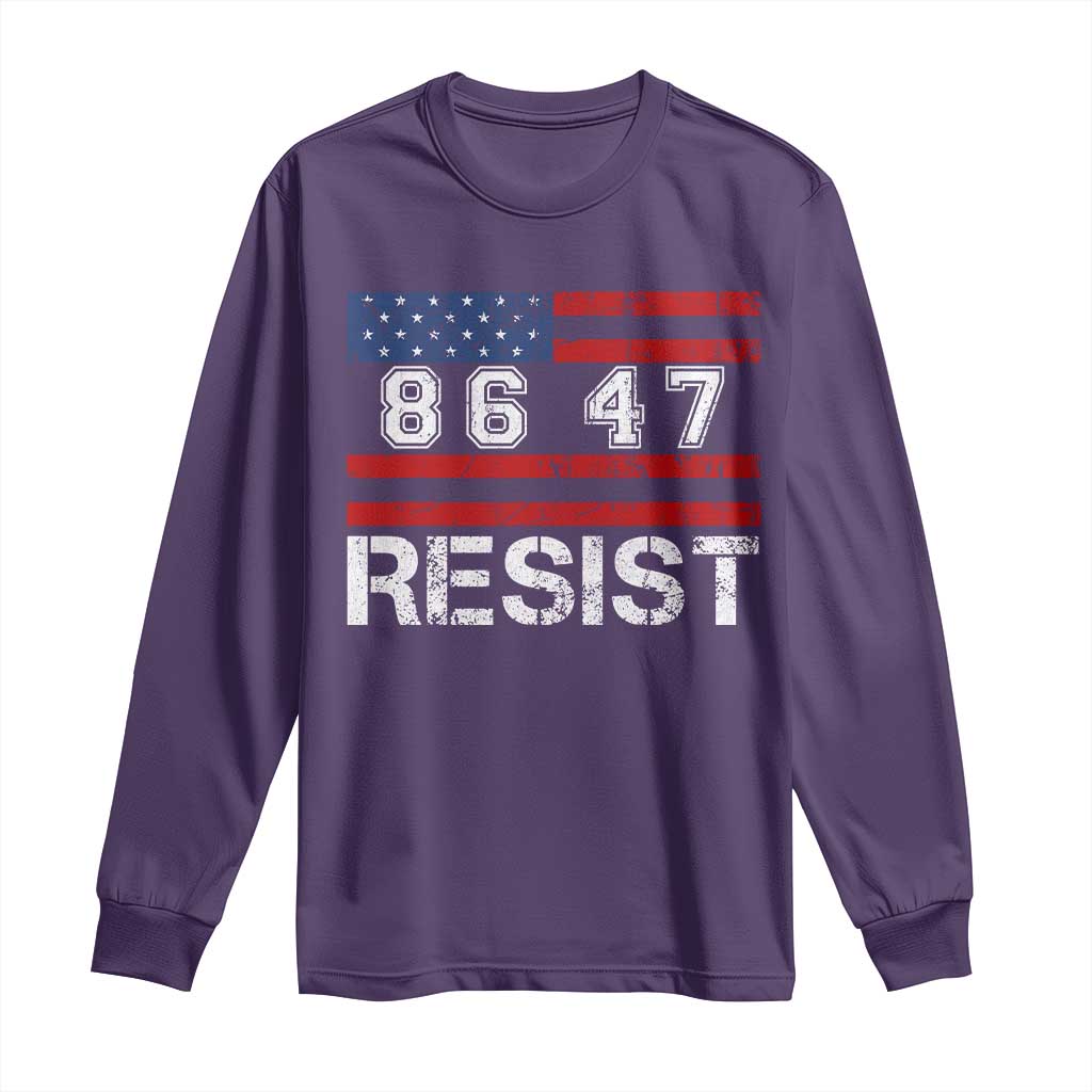 8647 Resist Long Sleeve Shirt Retro Social Justice American Flag - Wonder Print Shop