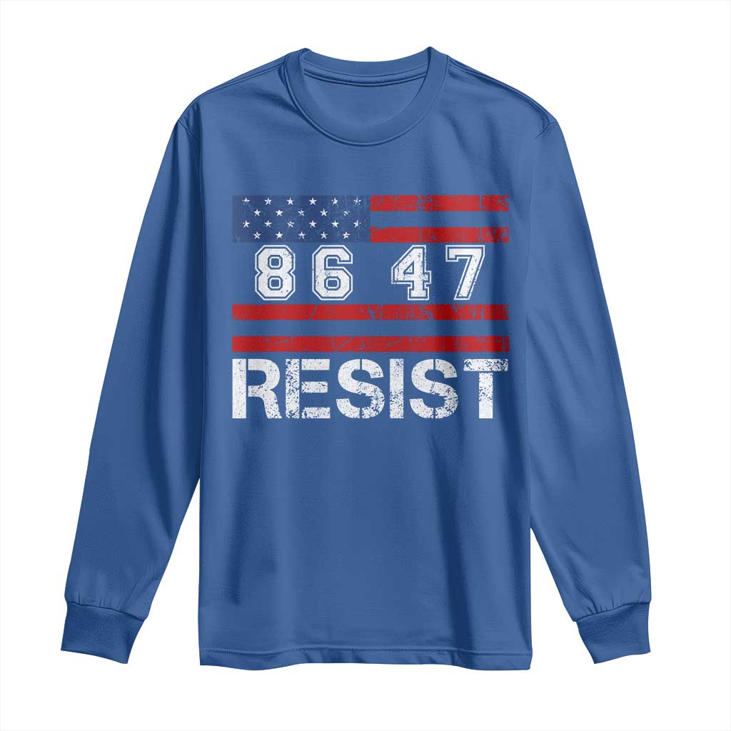8647 Resist Long Sleeve Shirt Retro Social Justice American Flag - Wonder Print Shop