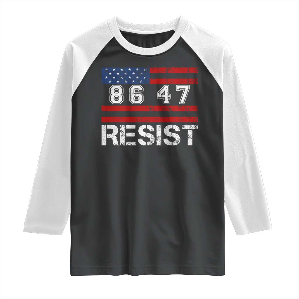 8647 Resist Raglan Shirt Retro Social Justice American Flag - Wonder Print Shop