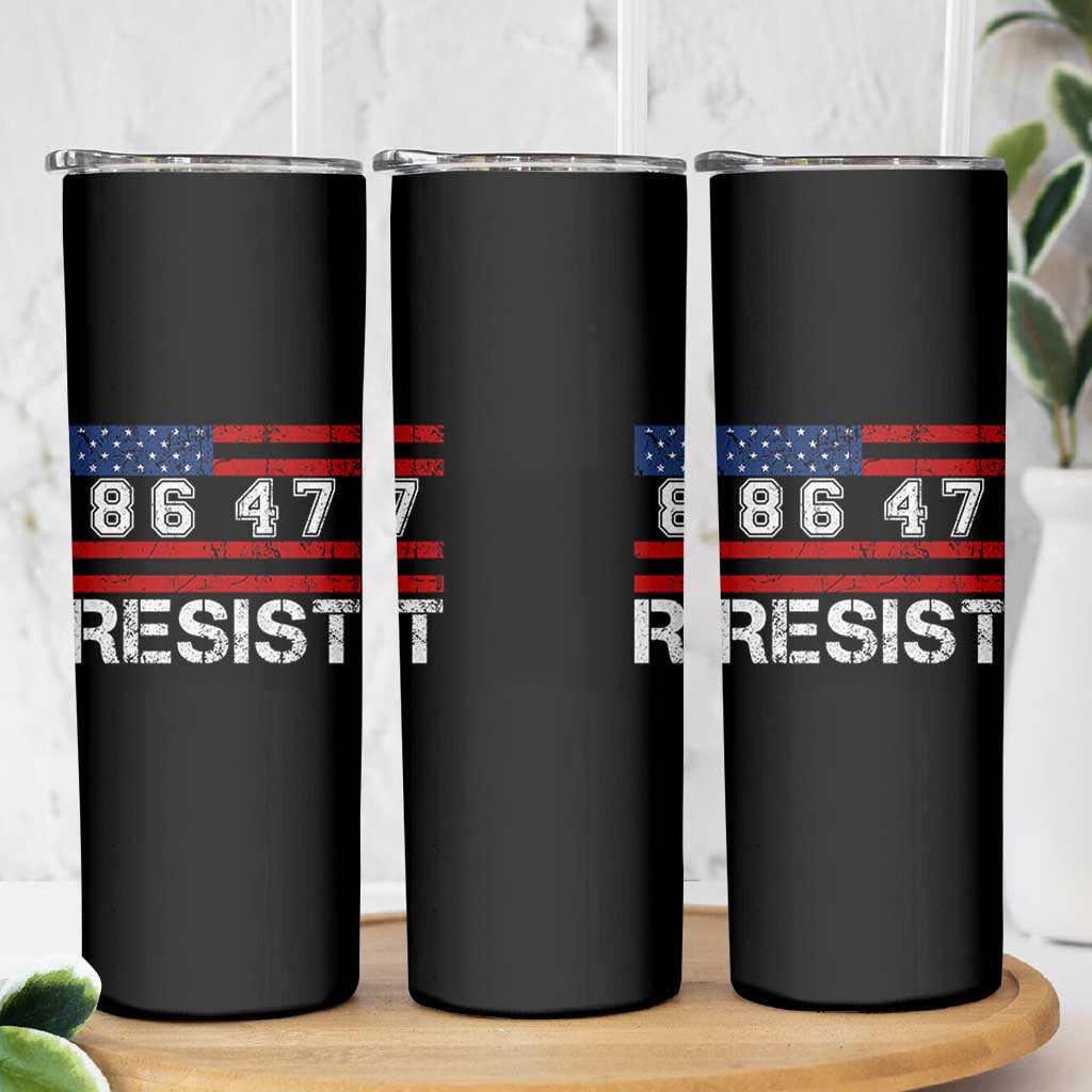 8647 Resist Skinny Tumbler Retro Social Justice American Flag - Wonder Print Shop