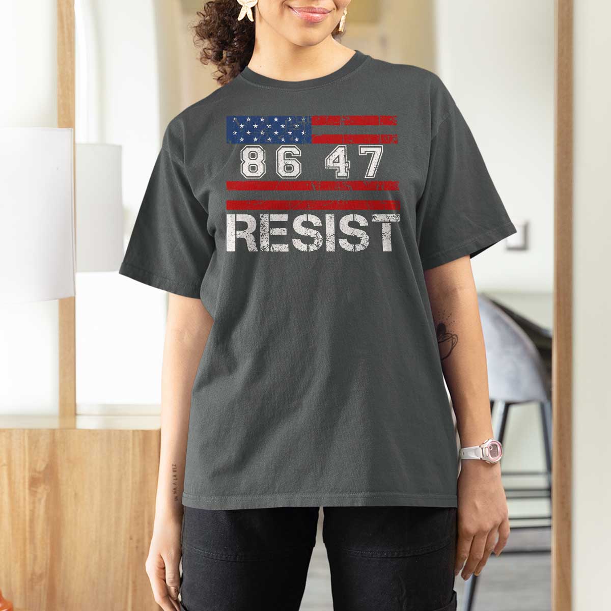 8647 Resist T Shirt For Women Retro Social Justice American Flag - Wonder Print Shop