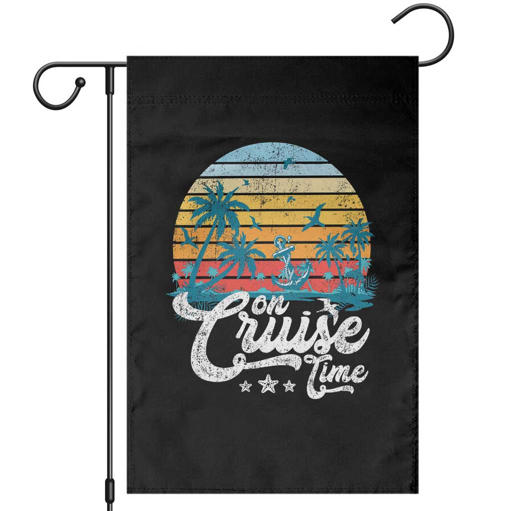 On Cruise Time Garden Flag Retro Summer Vacation Cruising - Wonder Print Shop
