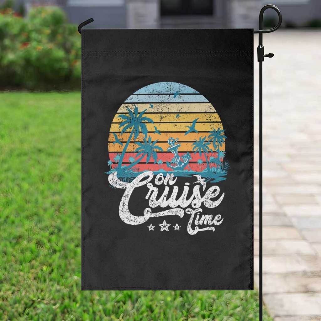 On Cruise Time Garden Flag Retro Summer Vacation Cruising - Wonder Print Shop