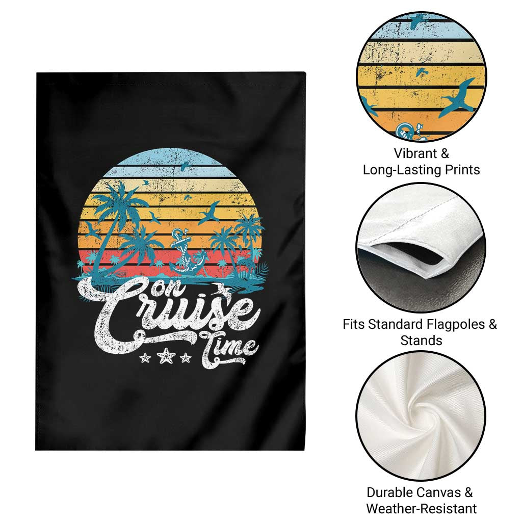 On Cruise Time Garden Flag Retro Summer Vacation Cruising - Wonder Print Shop