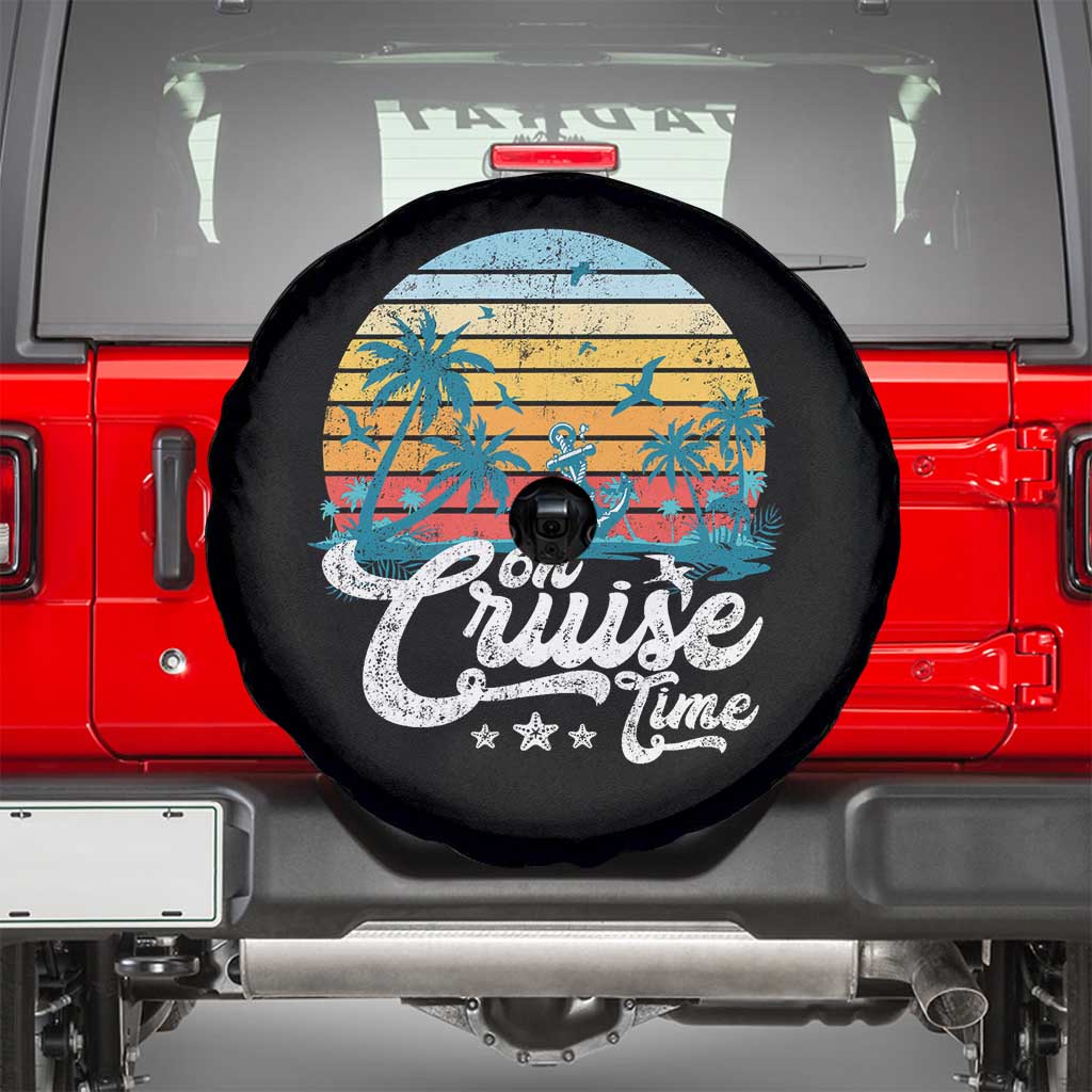 On Cruise Time Spare Tire Cover Retro Summer Vacation Cruising - Wonder Print Shop