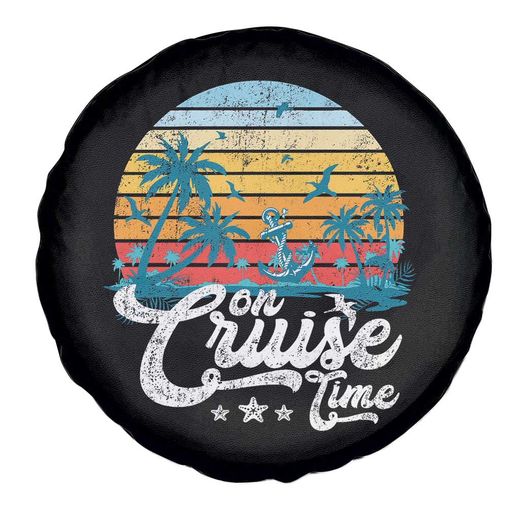 On Cruise Time Spare Tire Cover Retro Summer Vacation Cruising - Wonder Print Shop