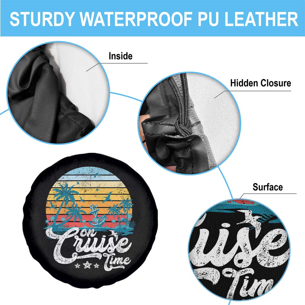 On Cruise Time Spare Tire Cover Retro Summer Vacation Cruising - Wonder Print Shop