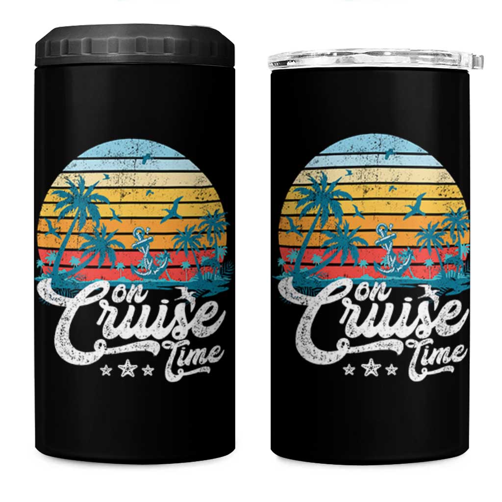 On Cruise Time 4 in 1 Can Cooler Tumbler Retro Summer Vacation Cruising - Wonder Print Shop