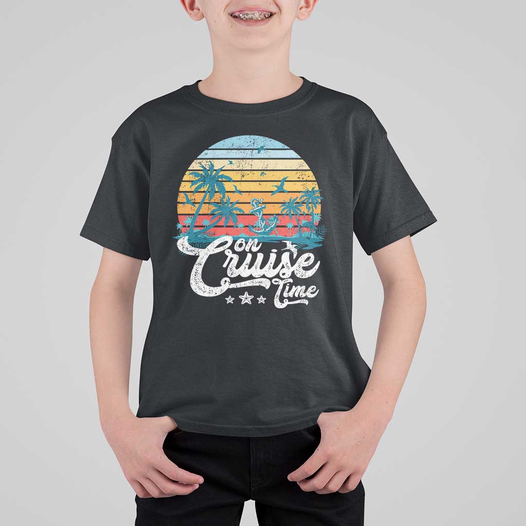 On Cruise Time T Shirt For Kid Retro Summer Vacation Cruising - Wonder Print Shop