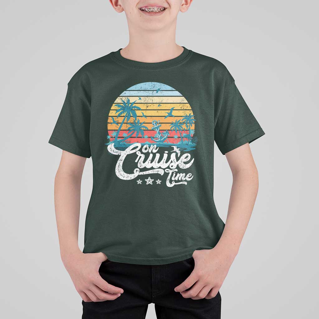 On Cruise Time T Shirt For Kid Retro Summer Vacation Cruising - Wonder Print Shop