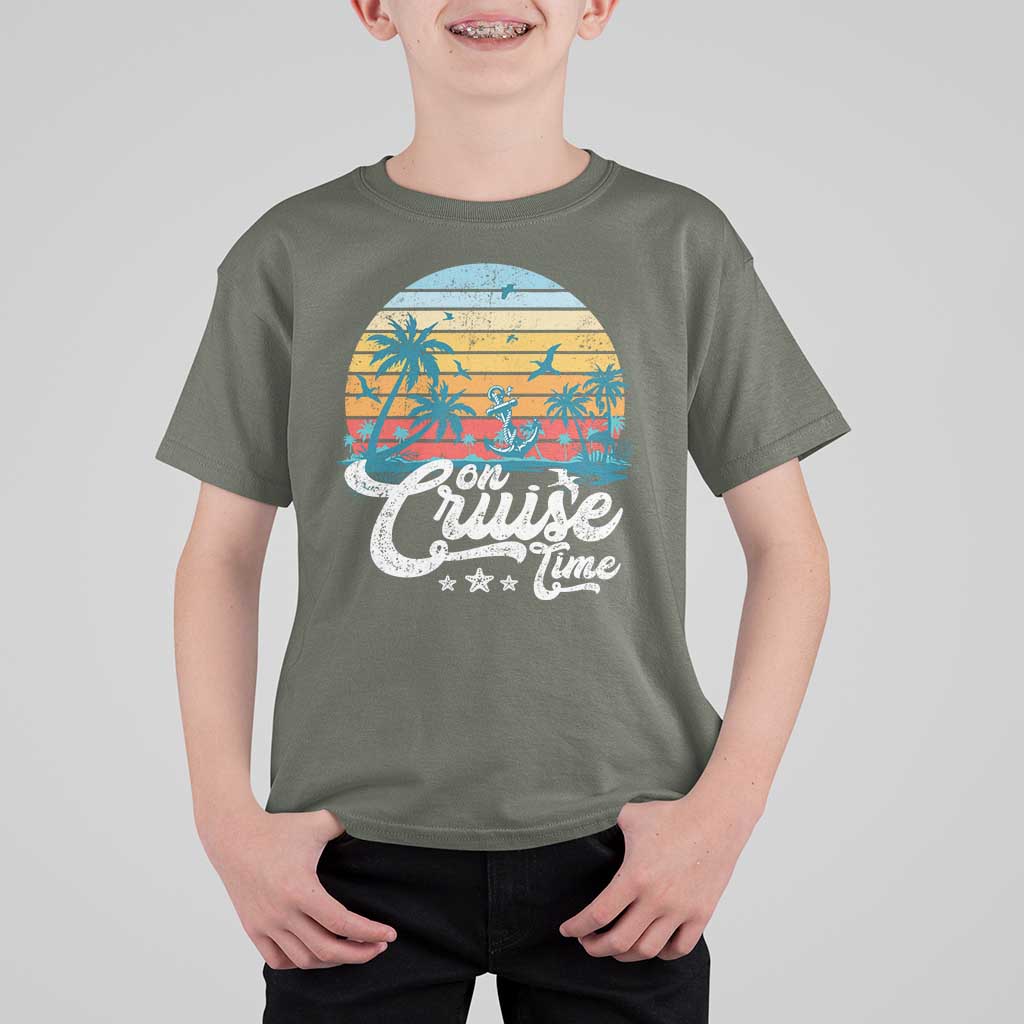 On Cruise Time T Shirt For Kid Retro Summer Vacation Cruising - Wonder Print Shop