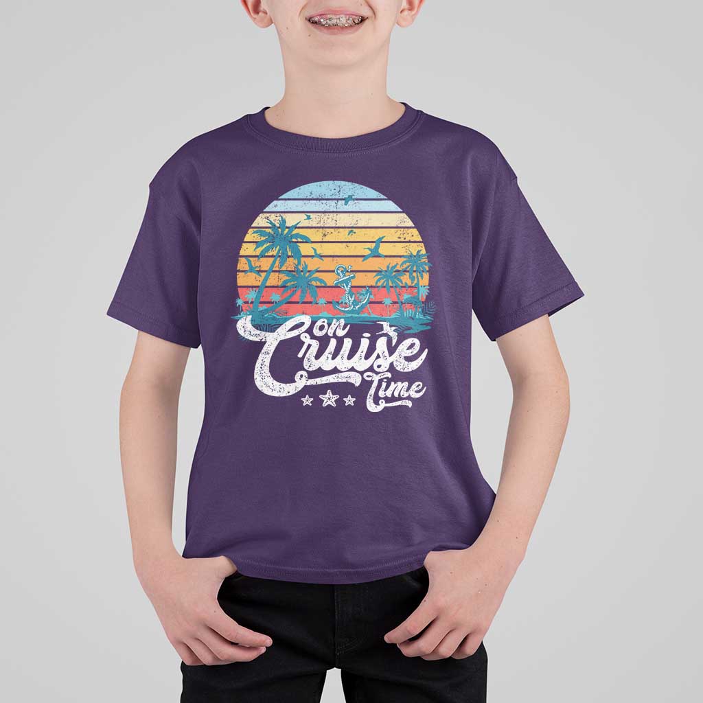 On Cruise Time T Shirt For Kid Retro Summer Vacation Cruising - Wonder Print Shop
