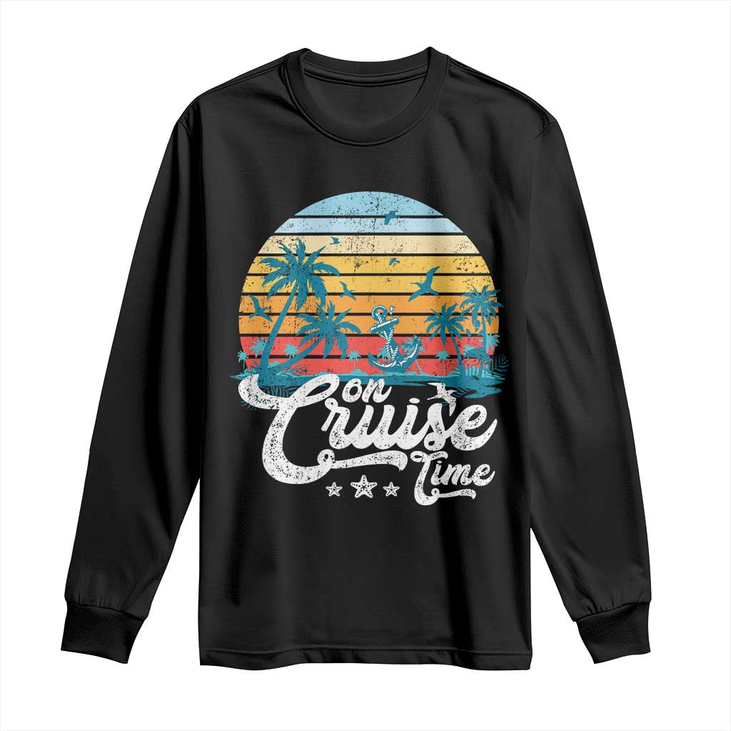 On Cruise Time Long Sleeve Shirt Retro Summer Vacation Cruising - Wonder Print Shop