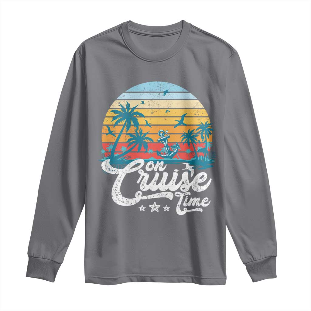 On Cruise Time Long Sleeve Shirt Retro Summer Vacation Cruising - Wonder Print Shop