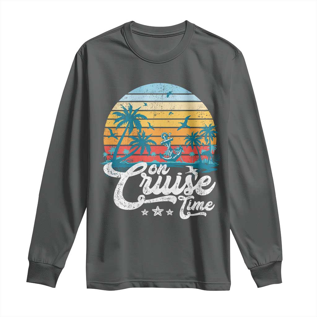 On Cruise Time Long Sleeve Shirt Retro Summer Vacation Cruising - Wonder Print Shop