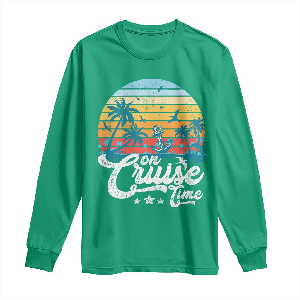 On Cruise Time Long Sleeve Shirt Retro Summer Vacation Cruising - Wonder Print Shop