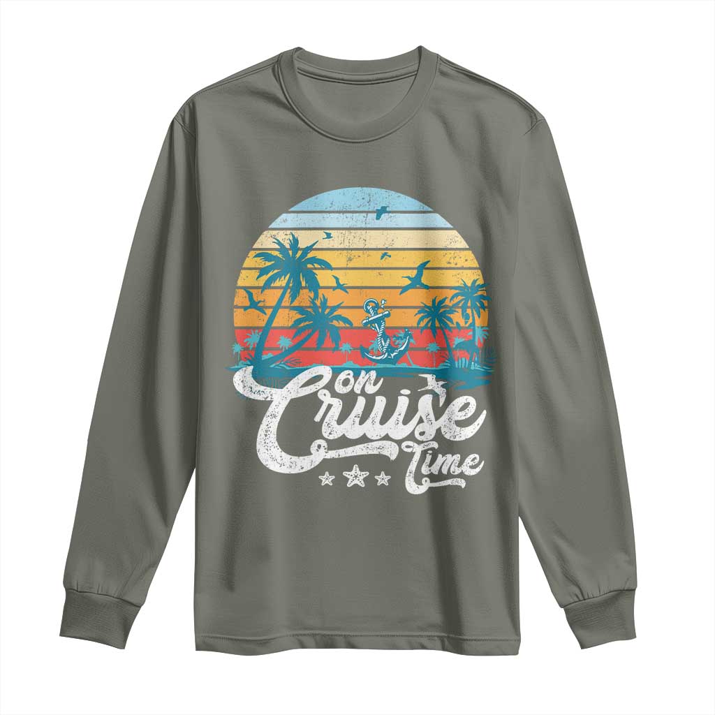 On Cruise Time Long Sleeve Shirt Retro Summer Vacation Cruising - Wonder Print Shop