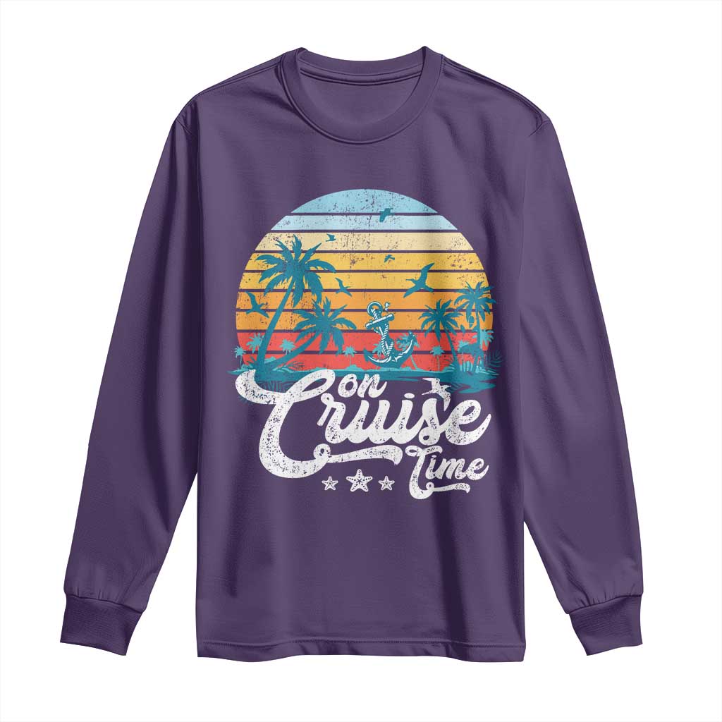 On Cruise Time Long Sleeve Shirt Retro Summer Vacation Cruising - Wonder Print Shop